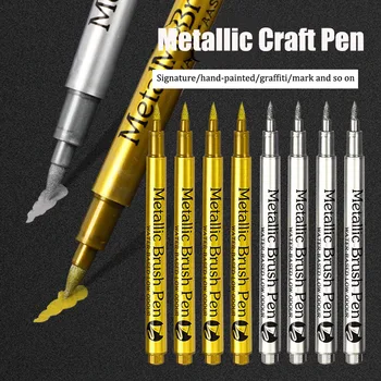 1-5шт Золотого/ серебряного цвета Перманентный маркер, художественная акриловая краска, Многофункциональная ручка для рисования, камень, керамика, стекло, дерево, холст, Граффити своими руками
