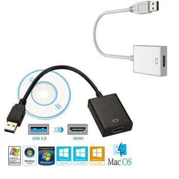 Высокоскоростной адаптер USB 3.0, совместимый с HDMI, адаптер для подключения видеокабеля с металлическим корпусом, адаптер для HDTV-телевизора, ПК, ноутбука