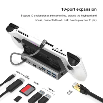Для Steam Deck HDMI-Compatible2.0 4k @ 60hz Gigabit Ethernet Полноскоростной Зарядный Адаптер 11в1 Док-Станция Для Nintendo Switch