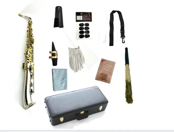 Реальные фотографии Альт-саксофон с прямой трубкой, Eb Tune, латунные клавиши, профессиональные игровые инструменты с футляром, аксессуары для саксофона