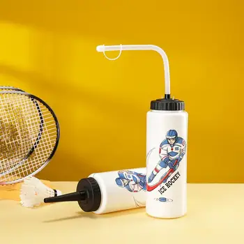 Герметичная хоккейная бутылка для воды объемом 1 л, большая емкость, портативная футбольная бутылка большой емкости, Классический дизайн с удлиненным наконечником, спортивное снаряжение