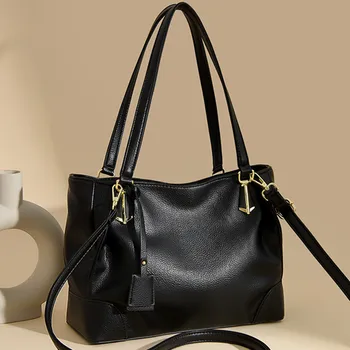 Повседневная женская сумка большой емкости, высококачественная сумка через плечо из мягкой кожи с несколькими карманами, однотонная женская сумка через плечо