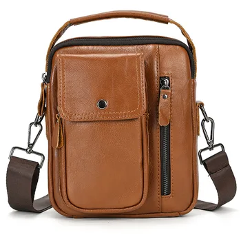 Винтажная мужская сумка через плечо из воловьей кожи с верхним слоем, повседневная сумка через плечо, вертикальная мужская сумка для iPad из натуральной кожи, наплечная сумка