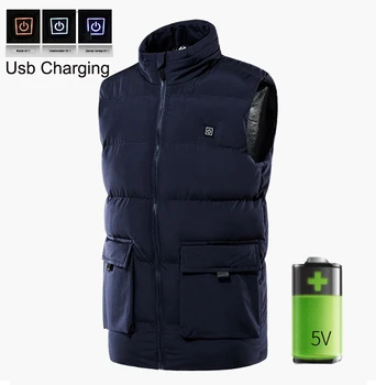 2 цвета Usb-жилета, зимняя одежда с электрическим подогревом, регулировка температуры, уличный жилет с подогревом, мужская куртка, мужская лыжная куртка с подогревом