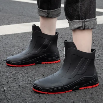 Мужская резиновая обувь, водонепроницаемые непромокаемые ботинки, чехлы для рыбацких лодыжек, резиновая обувь, зимнее тепло, безопасность работы, Противоскользящая кухонная обувь