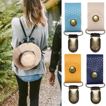 Модный зажим для солнцезащитной шляпы из искусственной кожи для путешествий, Универсальная пряжка для очков, висящая на сумке, аксессуары для подвесных шляп