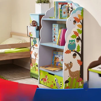Детская книжная полка для хранения игрушек, многоуровневая организация, деревянный детский книжный уголок