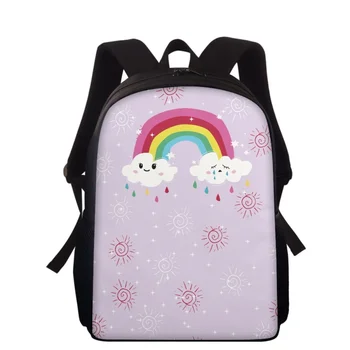 HYCOOL 15-дюймовые школьные сумки для мальчиков и девочек, рюкзак с принтом кленовых листьев и радуги, подростковая ортопедическая сумка для книг, повседневная сумка Mochila