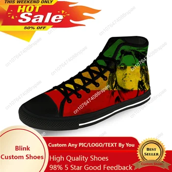Bob Marley Reggae Star Music Rock Модные повседневные кроссовки с высоким берцем, легкая дышащая мужская и женская парусиновая обувь с 3D принтом