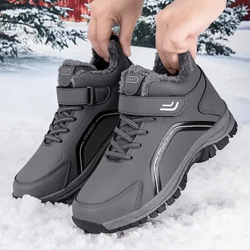 Зимние короткие плюшевые зимние ботинки для мужчин 2023, Новая мода, мужская обувь на платформе со шнуровкой, увеличивающая рост, сохраняющая тепло, Уличные кроссовки
