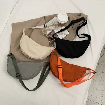 Новая сумка через плечо Женская модная нейлоновая сумка для клецек, однотонная легкая сумка подмышками, Мужская повседневная холщовая сумка на одно плечо