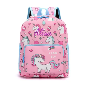 Название вышивки Милый единорог Детская школьная сумка Рюкзак для мальчиков и девочек из детского сада Дорожный детский рюкзак