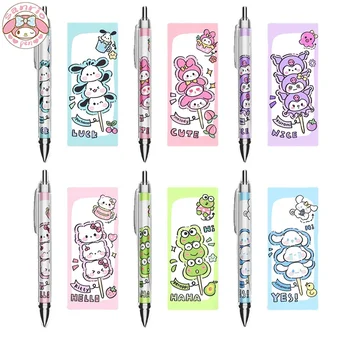 Аутентичная Гелевая ручка Sanrio Cute 12шт Hello Kitty Kuromi Melody, учащиеся пишут канцелярские принадлежности, Экзаменационная ручка, Специальные школьные принадлежности 0,5 черного цвета
