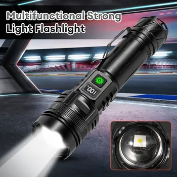 Мощный светодиодный фонарик Type-C USB Перезаряжаемый Дальнобойный тактический Фонарь С сильным Светом, уличная ультрамощная Вспышка