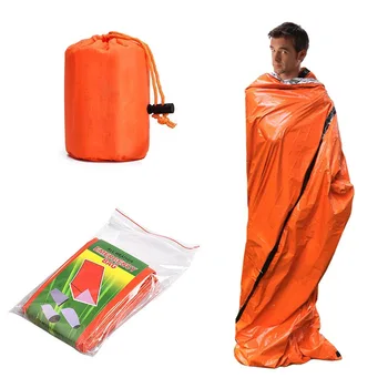 1 Комплект Портативный Спальный мешок для выживания, Водонепроницаемый Многоразовый Бивачный мешок, Спасательный комплект, Ветрозащитная Тепловая Аварийная палатка для кемпинга