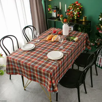 Хлопчатобумажная скатерть, красные и белые накладки на стол, Рождественское украшение в скандинавском стиле, Скатерть, домашний обеденный журнальный столик