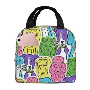 Красочные сумки с рисунком собаки, изолированные сумки для ланча, сумка для пикника, термоохладитель, ланч-бокс, сумка для ланча для женщин, работы, детей, школы