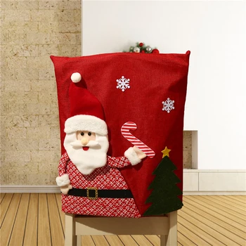 Рождественский чехол для стула, обеденный стол, Санта-Клаус, Снеговик, красная шапочка, орнамент, спинки стульев, рождественские украшения