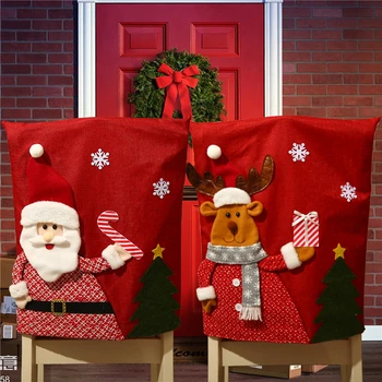 Рождественский чехол для стула, обеденный стол, Санта-Клаус, Снеговик, красная шапочка, орнамент, спинки стульев, рождественские украшения
