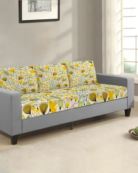 Желтый чехол для дивана с геометрической цветочной текстурой для гостиной, эластичный чехол для диванной подушки, защита мебели для дома