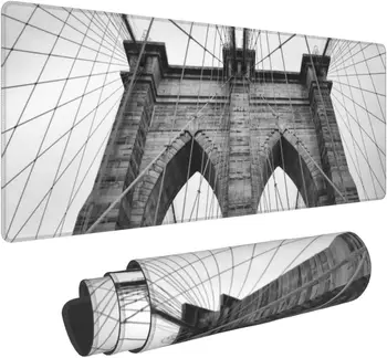 Большой коврик для мыши Brooklyn Bridge Расширенный игровой коврик для мыши Настольный коврик с нескользящей резиновой основой Коврик для мыши 31,5x11,8 дюйма