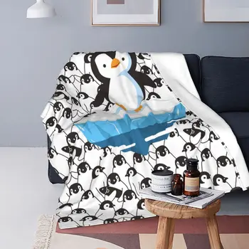 Одеяло с изображением Лица Пингвина, Покрывало в качестве Покрывала/Стеганого/Постельного Покрывала Мягкое, Легкое Покрывало, Теплое и Уютное для Мальчиков