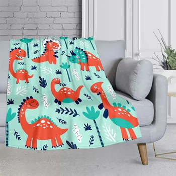 Милый маленький динозаврик, покрытый тонким одеялом с принтом, одеяло для пикника для детей, одеяло для дивана для детей, одеяло для кровати