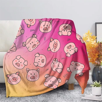 Теплое одеяло для спальни, покрывало на кровать, диван, постельное белье, дорожные Шерп-одеяла для взрослых, детское одеяло, Розовое флисовое одеяло с милым поросенком