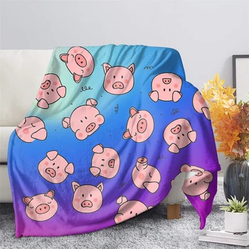 Теплое одеяло для спальни, покрывало на кровать, диван, постельное белье, дорожные Шерп-одеяла для взрослых, детское одеяло, Розовое флисовое одеяло с милым поросенком