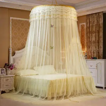 Москитная сетка на купольном потолке Без установки, шифрование и повышенная посадка, занавес для круглой кровати во Дворце принцессы