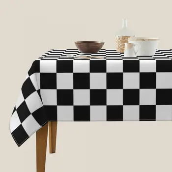 Скатерть с геопринтом, черно-белый квадратный узор, покрытие стола для свадьбы, Дня рождения, модный протектор, покрытие стола, скатерти
