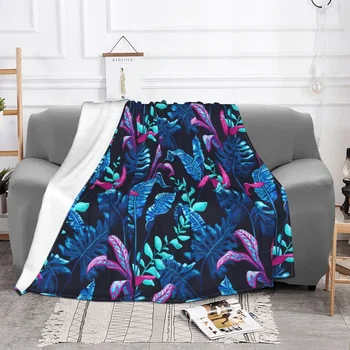 Одеяла с листьями в Гавайском стиле, фланелевый принт, портативное ультрамягкое одеяло для дома, коврик для путешествий