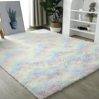 Нескользящий коврик Мягкий пушистый коврик с краской Современный звездный дизайн для спальни, детской комнаты, нескользящий пол, который можно стирать в машине