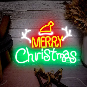 Счастливого Рождества, светодиодные фонари, неоновые вывески, Рождественское украшение, декор спальни, настенное искусство, новогодний декор, Рождественские украшения