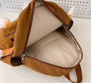 Вельветовый рюкзак в стиле печенья для старшеклассниц, простой и персонализированный рюкзак с вышитым названием