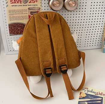 Вельветовый рюкзак в стиле печенья для старшеклассниц, простой и персонализированный рюкзак с вышитым названием