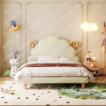 Детская кровать для девочки, кровать принцессы, односпальная кровать в скандинавском стиле для мальчика, Мягкая сумка, Милая кровать с вышивкой ягненка, простая спальня