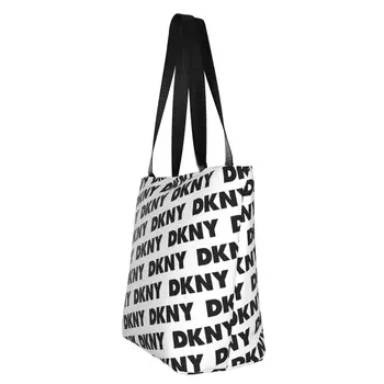 Изготовленная на заказ буква DKNYS с модным принтом Черная 3D сумка-тоут для покупок Многоразовая холщовая сумка для покупок через плечо