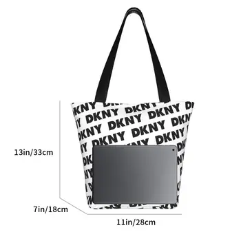 Изготовленная на заказ буква DKNYS с модным принтом Черная 3D сумка-тоут для покупок Многоразовая холщовая сумка для покупок через плечо