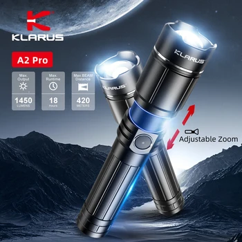 Перезаряжаемый фонарик Klarus A2 Pro с USB зарядкой Светодиодный фонарь Тактический фонарь с аккумулятором 21700 4000 мАч 1300ЛМ IPX6
