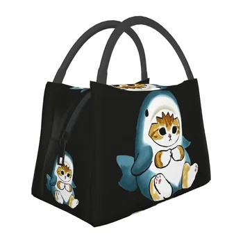 Мультяшные животные Аниме Кошка Акула Изолированная сумка для ланча для школы, офиса, сменный холодильник, термос для ланча для женщин