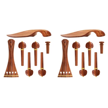 Качественные 2 комплекта 4/4 скрипичного набора, полноразмерные аксессуары для скрипки, колышек для скрипки из розового дерева, наконечник для подбородка, концевой штифт (4/4)