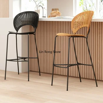 Ресторанные барные стулья в скандинавском стиле, современные металлические барные стулья для садовой кухни, Высокие уличные табуреты, мебель высокого дизайна YY50BC