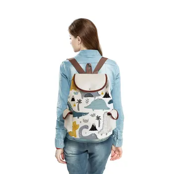 Детский рюкзак с рисунком динозавра из мультфильма, экологичный многоразовый рюкзак для школьницы, женский рюкзак для пляжных путешествий