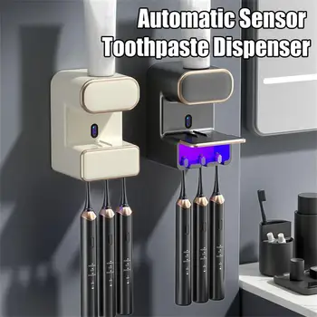 Автоматический дозатор зубной пасты с датчиком и 3 слотами для зубной пасты, настенная Электрическая соковыжималка для зубной пасты для аксессуаров для ванной комнаты