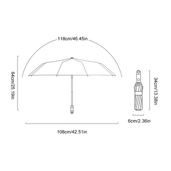 Маленький портативный зонт 3-х кратный Зонт с одним нажатием кнопки, автоматически открывающийся в обратном направлении, зонтик с ветрозащитной анти-ультрафиолетовой теплоизоляцией