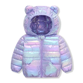 Зимняя одежда для маленьких девочек, детские легкие пуховики с капюшоном с ушками, весенняя куртка для девочек, детская одежда для малышей, пальто для мальчиков от 0 до 5 лет