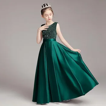 Платье для девочки ZHIO, Блестящие Роскошные платья принцессы, костюм для конкурса пианистов, Вечерние платья для вечеринки по случаю Дня рождения, подарок дочери