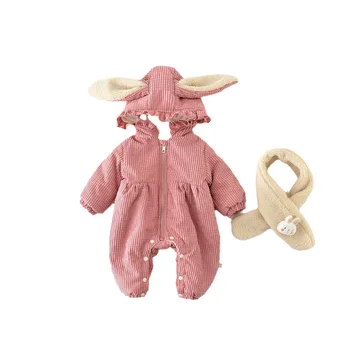 Детский флисовый комбинезон 0-2 лет, зимняя зарубежная одежда, женское хлопчатобумажное пальто Treasure, альпинистский костюм, Отправляйся за шарфами