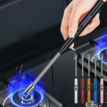 Кухонная зажигалка Электронный импульсный воспламенитель Вращающаяся на 360 Градусов USB Дуговая зажигалка Перезаряжаемая со светодиодным дисплеем мощности Ветрозащитная зажигалка
